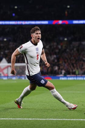 England v Hungary 12 October 2021, London - International Football - World Cup Qualifier - England v Hungary - John Stones of England celebrates after scoring their 1st goal - Photo: Charlotte Wilson Offside. London UK Copyright: xCharlottexWilsonx xOffsidexOffside