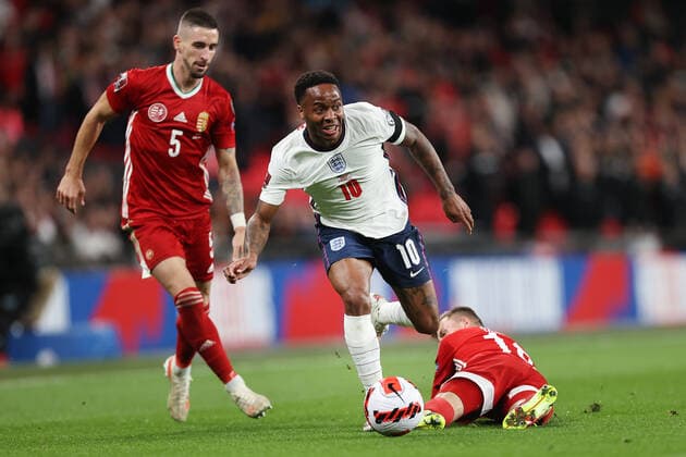 England v Hungary 12 October 2021, London - International Football - World Cup Qualifier - England v Hungary - Raheem Sterling of England in action - Photo: Charlotte Wilson Offside. London UK Copyright: xCharlottexWilsonx xOffsidexOffside