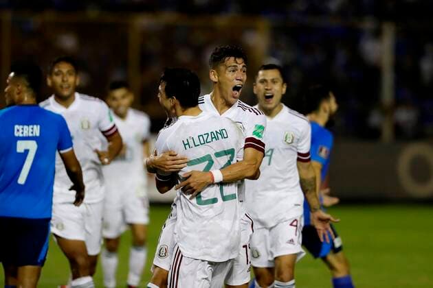 Mexico s Hector Moreno celebrates after scoring against El Salvador, during their octagonal game for Qatar 2022 World Cup qualifiers, today at the Cuscatlán Stadium in San Salvador, El Salvador 13 October 2021. EFE Rodrigo Sura EL SALVADOR - MEXICO !ACHTUNG: NUR REDAKTIONELLE NUTZUNG!  Copyright: xRodrigoxSurax AME9694 0138519122st