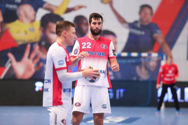 Vladyslav Dontsov (HC Motor Zaporozhye) HANDBALL : Paris Saint-Germain HB vs HC Motor Zaporozhye - EHF Champions League - 4eme journee - 14 10 2021 KevinDomas Panoramic 