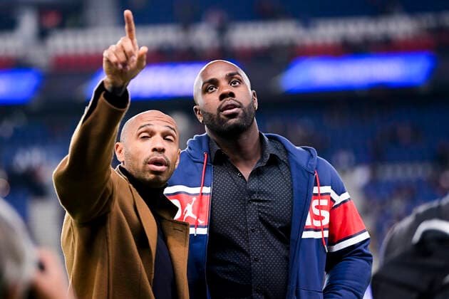 Sport Bilder des Tages Teddy Riner et Thierry Henry FOOTBALL : PSG vs SCO Angers - Ligue 1 Uber Eats - 15 10 2021 JBAutissier Panoramic 