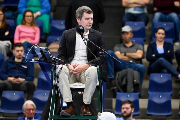 Illustration picture shows the umpire during a match between Italian Seppi and Belgian Onclin, in the qualifications for the European Open Tennis ATP, Tennis Herren tournament, in Antwerp, Sunday 17 October 2021. LAURIExDIEFFEMBACQ  x3114540x
