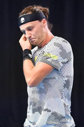 Slovakia s Jozef Kovalik looks dejected during a match between Slovakia s Kovalik vs Austrian Novak, in the qualifications for the European Open Tennis ATP, Tennis Herren tournament, in Antwerp, Sunday 17 October 2021. LAURIExDIEFFEMBACQ  x3114581x