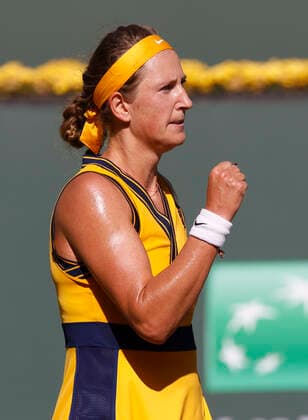 October 17, 2021 Victoria Azarenka of Belarus reacts to winning a point against Paula Badosa of Spain during the finals of the 2021 BNP Paribas Open at Indian Wells Tennis Garden in Indian Wells, California. Mandatory Photo Credit : CSM Indian Wells United States of America - ZUMAc04_ 20211017_zaf_c04_071 Copyright: xCharlesxBausx