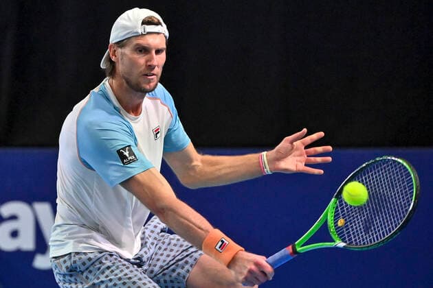 Italian Andreas Seppi pictured in action during a match between Italian Seppi and Austrian Novak, in the first round of the European Open Tennis ATP, Tennis Herren tournament, in Antwerp, Monday 18 October 2021. DIRKxWAEM  x3116196x