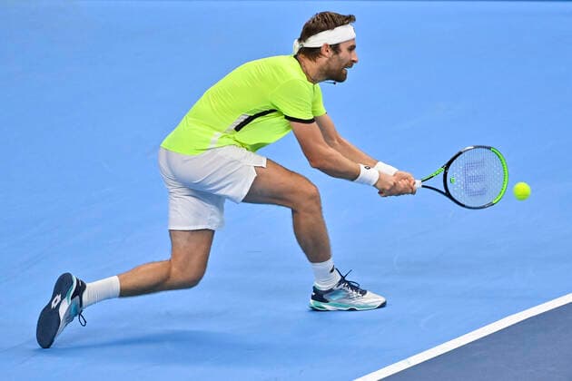 Slovakia s Norbert Gombos pictured during a match between US Brooksby and Slovakian Gombos, in the first round of the European Open Tennis ATP, Tennis Herren tournament, in Antwerp, Monday 18 October 2021. DIRKxWAEM  x3116284x