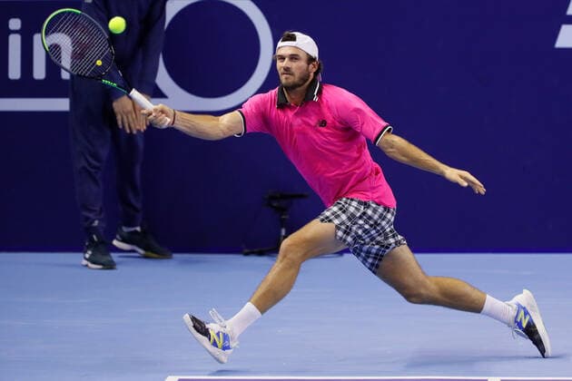 VTB Kremlin Cup 2021 International Tennis Tournament Tommy Paul of United States returns the ball to Mikael Ymer of Sweden during the men s singles Round of 32 tennis match of the ATP, Tennis Herren 250 VTB Kremlin Cup 2021 International Tennis Tournament at the Luzhniki Palace of Sports on October 19, 2021 in Moscow, Russia. Moscow Russia  Copyright: xMikexKireevx kireev-notitle211019_npsbV