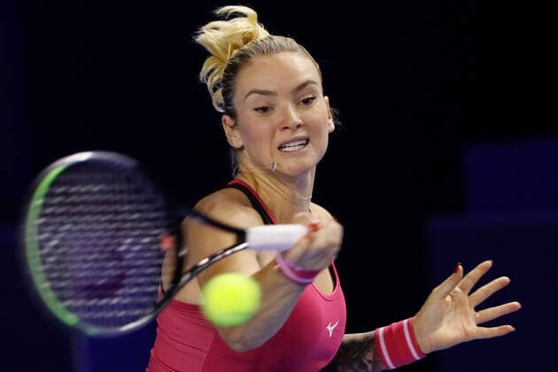 VTB Kremlin Cup 2021 International Tennis Tournament Tereza Martincova of Czech Republic returns the ball to Irina Bara of Romania during the women s singles Round of 32 tennis match of the WTA, Tennis Damen 500 VTB Kremlin Cup 2021 International Tennis Tournament at the Luzhniki Palace of Sports on October 19, 2021 in Moscow, Russia. Moscow Russia  Copyright: xMikexKireevx kireev-notitle211019_npvev