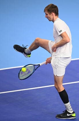 6675349 19.10.2021 Kazakhstan s Alexander Bublik returns a shot during the men s singles first round tennis match against Ukraine s Illya Marchenko at the Kremlin Cup, in Moscow, Russia. Vladimir Astapkovich Sputnik Russia Tennis Kremlin Cup  e29b717633107543