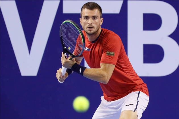 VTB Kremlin Cup 2021 International Tennis Tournament Pedro Martinez of Spain during the men s singles Round of 32 tennis match of the ATP, Tennis Herren 250 VTB Kremlin Cup 2021 International Tennis Tournament against Guido Pella of Argentina at the Luzhniki Palace of Sports on October 19, 2021 in Moscow, Russia. Moscow Russia  Copyright: xMikexKireevx kireev-notitle211019_npSqp