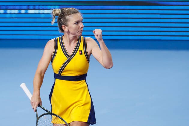 VTB Kremlin Cup 2021 International Tennis Tournament Simona Halep of Romania celebrates during the women s singles Round of 32 tennis match of the WTA, Tennis Damen 500 VTB Kremlin Cup 2021 International Tennis Tournament against Anastasia Potapova of Russia at the Irina Viner-Usmanova Gymnastics Palace on October 19, 2021 in Moscow, Russia. Moscow Russia  Copyright: xMikexKireevx kireev-notitle211019_nptiU