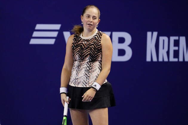 VTB Kremlin Cup 2021 International Tennis Tournament Jelena Ostapenko of Latvia reacts during the women s singles Round of 32 tennis match of the WTA, Tennis Damen 500 VTB Kremlin Cup 2021 International Tennis Tournament against Andrea Petkovic of Germany at the Luzhniki Palace of Sports on October 19, 2021 in Moscow, Russia. Moscow Russia  Copyright: xMikexKireevx kireev-notitle211019_npVC2