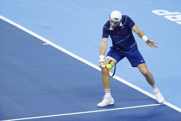ANTWERPEN, BELGIUM - OCTOBER 19 : BERGS Zizou (BEL) v HARRIS Lloyd (RSA) during the ATP, Tennis Herren 250 European Open Antwerp on October 19, 2021 in Antwerpen, Belgium, 19 10 2021 ( BERGS Zizou (BEL) v HARRIS Lloyd (RSA) - European Open Antwerp PhotoNews Panoramic 