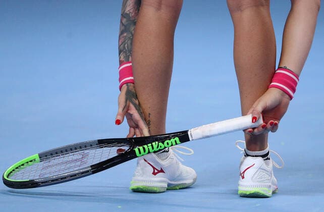 MOSCOW, RUSSIA - OCTOBER 20, 2021: The Czech Republic s Tereza Martincova is seen in her women s singles Round of 16 tennis match against Spain s Garbine Muguruza at the VTB Kremlin Cup 2021 at the Luzhniki Sports Palace. Mikhail Tereshchenko TASS  TS114E04