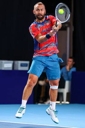 Czech Roman Jebavy pictured in action during a doubles men game between Dutch pair Koolhof-Rojer and Czech Jebavy and Belarus Vasilevski, a 1 8 finals game at the European Open Tennis ATP, Tennis Herren tournament, in Antwerp, Wednesday 20 October 2021. DAVIDxPINTENS  x3118329x