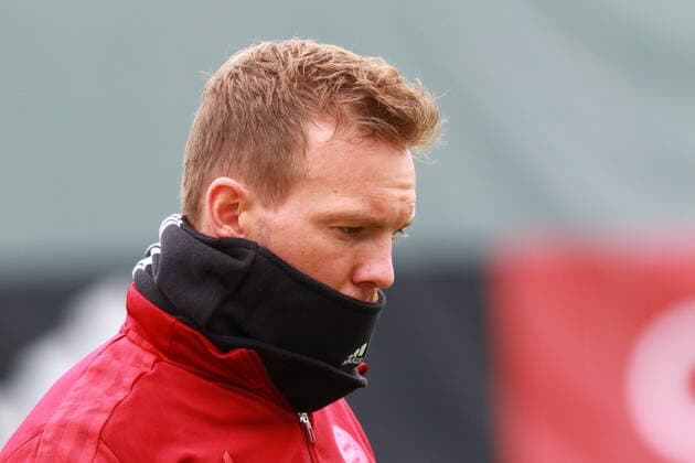 Trainer Julian Nagelsmann Fussball Champions League FC Bayern Muenchen -Abschlusstraining vor dem Spiel gegen Benfica Lissabon 19.10.2021 Trainingsgelaende, Saebenerstr. FOTO: Mladen Lackovic LakoPress