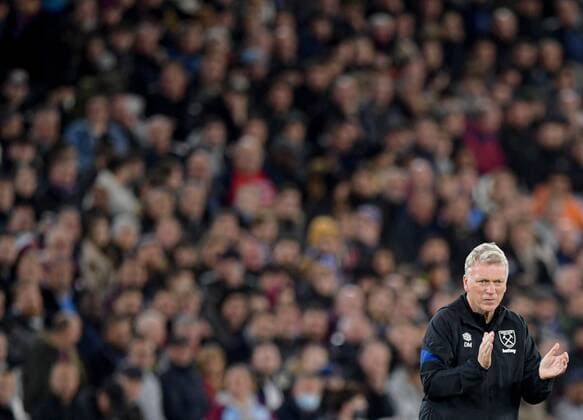 Mandatory Credit: Photo by Simon Dael Shutterstock (12547376t) West Ham manager David Moyes West Ham United v Genk, UEFA Europa League, Group H, Football, The London Stadium, London, UK - 21 Oct 2021 EDITORIAL USE ONLY No use with unauthorised audio, video, data, fixture lists, club league logos or live services. Online in-match use limited to 120 images, no video emulation. No use in betting, games or single club league player publications. West Ham United v Genk, UEFA Europa League, Group H, Football, The London Stadium, London, UK - 21 Oct 2021 EDITORIAL USE ONLY No use with unauthorised audio, video, data, fixture lists, club league logos or live services. Online in-match use limited to 120 images, no video emulation. No use in betting, games or single club league player publications. Copyright: xSimonxDael Shutterstockx 12547376t