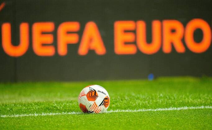 Mandatory Credit: Photo by Stuart Wallace Shutterstock (12547363k) A Molten UEFA Europa League match ball with a UEFA advertising board in the background. Rangers v Brondby, UEFA Europa League, Group A, Football, Ibrox Stadium, Glasgow, UK - 21 Oct 2021 EDITORIAL USE ONLY No use with unauthorised audio, video, data, fixture lists, club league logos or live services. Online in-match use limited to 120 images, no video emulation. No use in betting, games or single club league player publications. Rangers v Brondby, UEFA Europa League, Group A, Football, Ibrox Stadium, Glasgow, UK - 21 Oct 2021 EDITORIAL USE ONLY No use with unauthorised audio, video, data, fixture lists, club league logos or live services. Online in-match use limited to 120 images, no video emulation. No use in betting, games or single club league player publications. Copyright: xStuartxWallace Shutterstockx 12547363k