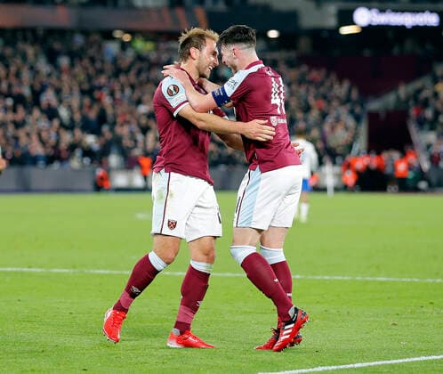 West Ham United v KRC Genk UEFA Europa League Craig Dawson of West Ham United celebrates scoring his sides 1st goal during the UEFA Europa League Group H match at the London Stadium, Stratford Content Not Available For UK Newspapers Copyright: xPaulxChestertonx FIL-16007-0019