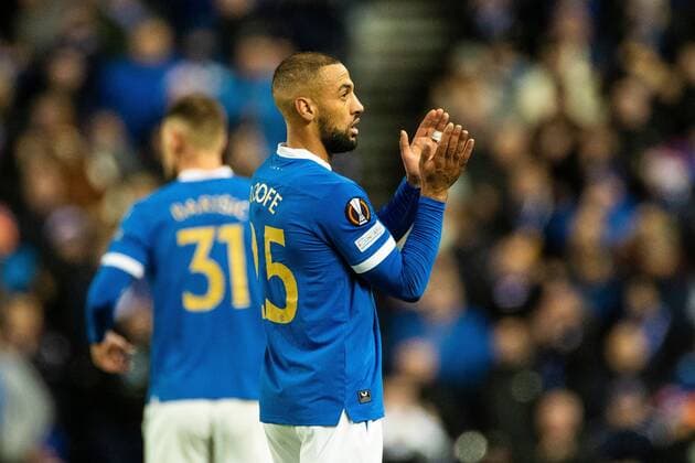 Mandatory Credit: Photo by Kirk O Rourke Rangers FC Shutterstock (12547535cb) Kemar Roofe of Rangers celebrates his goal with his team mates during the Europa League match at Ibrox Stadium, Glasgow. Rangers v Brondby, UEFA Europa League, Group A, Football, Ibrox Stadium, Glasgow, UK - 21 Oct 2021 EDITORIAL USE ONLY No use with unauthorised audio, video, data, fixture lists, club league logos or live services. Online in-match use limited to 120 images, no video emulation. No use in betting, games or single club league player publications. Rangers v Brondby, UEFA Europa League, Group A, Football, Ibrox Stadium, Glasgow, UK - 21 Oct 2021 EDITORIAL USE ONLY No use with unauthorised audio, video, data, fixture lists, club league logos or live services. Online in-match use limited to 120 images, no video emulation. No use in betting, games or single club league player publications. Copyright: xKirkxO Rourke RangersxFC Shutterstockx 12547535cb