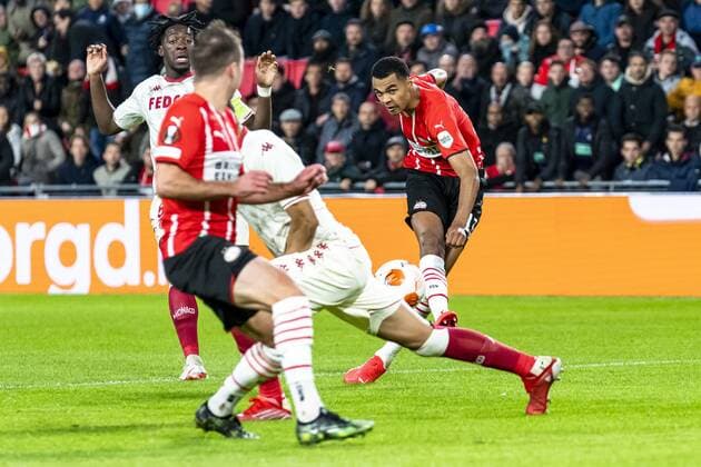 EINDHOVEN, Netherlands, 21-10-2021, football, Philips stadium, Europa League, season 2021 2022, during the match PSV - Monaco, PSV player Cody Gakpo PSV - Monaco  x13998793x Copyright: