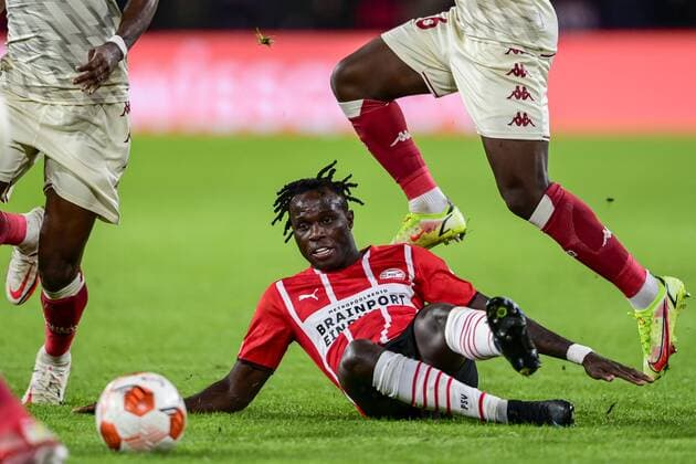 EINDHOVEN - Bruma of PSV Eindhoven during the UEFA Europa League match between PSV Eindhoven and AS Monaco at Phillips Stadium on October 21, 2021 in Eindhoven, Netherlands. ANP OLAF KRAAK UEFA Europa League 2021 2022 xVIxANPxSportx xxANPxIVx