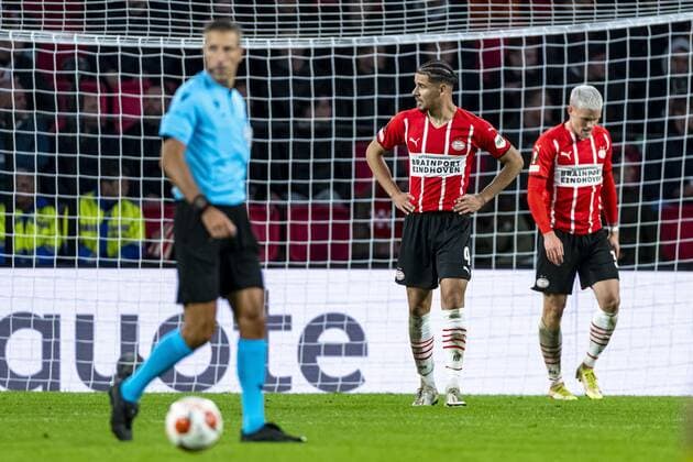 EINDHOVEN, Netherlands, 21-10-2021, football, Philips stadium, Europa League, season 2021 2022, during the match PSV - Monaco, PSV player Armando Obispo disappointment PSV - Monaco  x13999749x Copyright: