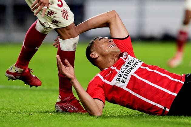 EINDHOVEN - Carlos Vinicius of PSV during the UEFA Europa League match between PSV Eindhoven and AS Monaco at Phillips Stadium on October 21, 2021 in Eindhoven, Netherlands. ANP OLAF KRAAK UEFA Europa League 2021 2022 xVIxANPxSportx xxANPxIVx