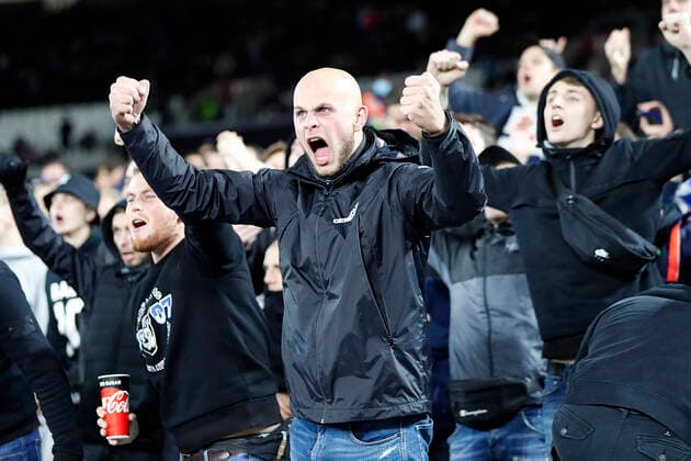 West Ham United v KRC Genk UEFA Europa League The KRC Genk fans before the UEFA Europa League Group H match at the London Stadium, Stratford Content Not Available For UK Newspapers Copyright: xPaulxChestertonx FIL-16007-0102