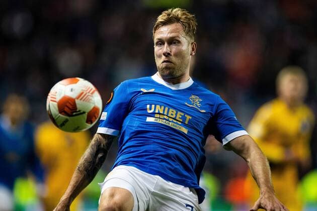 Mandatory Credit: Photo by Kirk O Rourke Rangers FC Shutterstock (12547535fb) Scott Arfield of Rangers on the ball during the Europa League match at Ibrox Stadium, Glasgow. Rangers v Brondby, UEFA Europa League, Group A, Football, Ibrox Stadium, Glasgow, UK - 21 Oct 2021 EDITORIAL USE ONLY No use with unauthorised audio, video, data, fixture lists, club league logos or live services. Online in-match use limited to 120 images, no video emulation. No use in betting, games or single club league player publications. Rangers v Brondby, UEFA Europa League, Group A, Football, Ibrox Stadium, Glasgow, UK - 21 Oct 2021 EDITORIAL USE ONLY No use with unauthorised audio, video, data, fixture lists, club league logos or live services. Online in-match use limited to 120 images, no video emulation. No use in betting, games or single club league player publications. Copyright: xKirkxO Rourke RangersxFC Shutterstockx 12547535fb