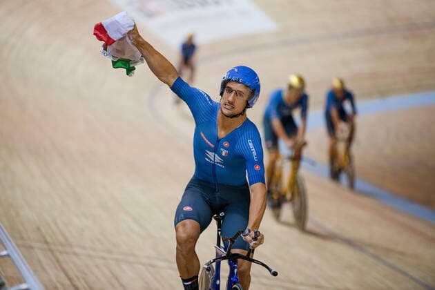 2021 UCI Track cycling, Rad, Radsport, Bahnrad, Bahn World Championships, 21.10.2021 Liam Bertazzo (ITA), Mannschaftsverfolgung Herren, 2021 UCI Track Cycling World Championships, 21.10.2021, Roubaix (Frankreich) Copyright: xBEAUTIFULxSPORTS Hilgerx
