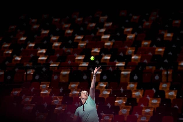 6678074 22.10.2021 Russia s Anastasia Pavlyuchenkova serves a ball during the women s singles quarterfinal tennis match against Czech Republic s Marketa Vondrousova at the Kremlin Cup, in Moscow, Russia. Alexey Filippov Sputnik Russia Tennis Kremlin Cup  3f2b6a55e3efcb67