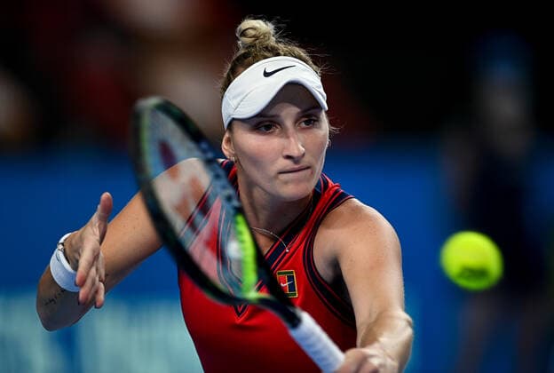 6678962 23.10.2021 Czech Republic s Marketa Vondrousova returns a shot during the women s singles semifinal tennis match against Estonia s Anett Kontaveit at the Kremlin Cup, in Moscow, Russia. Alexey Filippov Sputnik Russia Tennis Kremlin Cup  b09841c2fbca5bb8