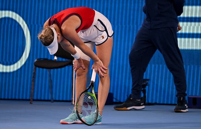 6678963 23.10.2021 Czech Republic s Marketa Vondrousova reacts during the women s singles semifinal tennis match against Estonia s Anett Kontaveit at the Kremlin Cup, in Moscow, Russia. Alexey Filippov Sputnik Russia Tennis Kremlin Cup  6562f64b39a0c998