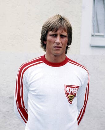 12.07.75 VfB Stuttgart Fototermin 1975 1976 Deutschland, Stuttgart, 12.07.1975, Fussball, Bundesliga, VfB Stuttgart Fototermin Saison 1975 1976: Hans-Joachim Weller. *** 12 07 75 VfB Stuttgart photo session 1975 1976 Germany, Stuttgart, 12 07 1975, football, Bundesliga, VfB Stuttgart photo session season 1975 1976 Hans Joachim Weller