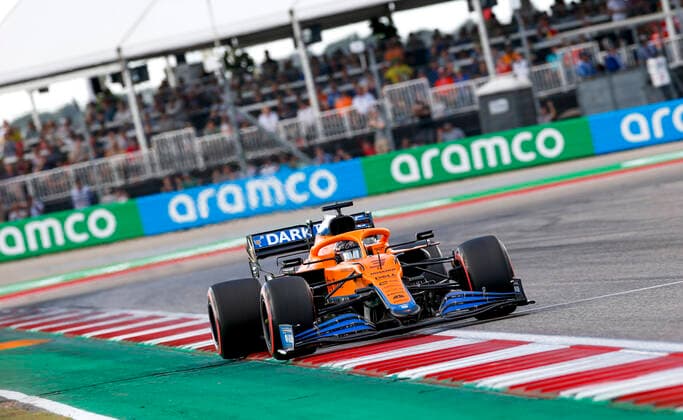 3 Daniel Ricciardo (AUS, McLaren F1 Team), F1 Grand Prix of USA at Circuit of The Americas on October 23, 2021 in Austin, United States of America. (Photo by HOCH ZWEI) Austin United States of America