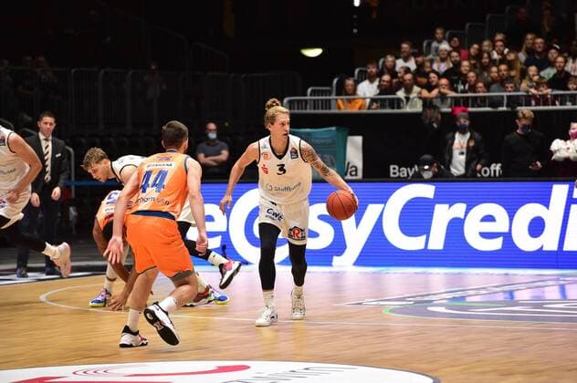 24.10.2021, easyCredit Basketball Bundesliga, BBL, Saison 2021 2022, Herren, Chemnitz Niners - Ratiopharm Ulm, Copyright: Seidel Trienitz Malte Ziegenhagen, Niners Chemnitz Chemnitz Messe Chemnitz Sachsen Germany