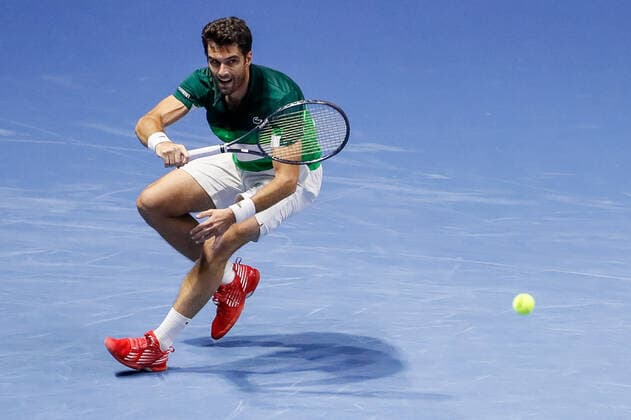 ATP, Tennis Herren St. Petersburg Open 2021 International Tennis Tournament Pablo Andujar of Spain returns the ball to Federico Delbonis of Argentina during the men s singles Round of 32 tennis match of the ATP 250 St. Petersburg Open 2021 International Tennis Tournament at the Sibur Arena on October 26, 2021 in Saint Petersburg, Russia. Saint Petersburg Russia  Copyright: xMikexKireevx kireev-notitle211026_npghg