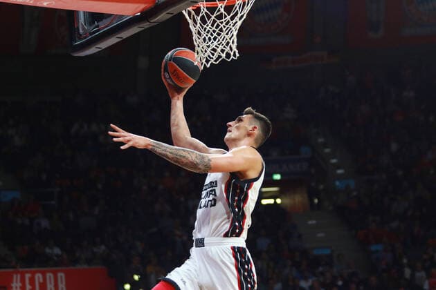 24 Dinos Mitoglou (Olimpia Milano) Dunk, Dunking, Einzelbild, Korb, Ball Basketball EuroLeague FC Bayern Muenchen vs. Olimpia Milano im Audi Dome am 26.10.2021, FOTO: Mladen Lackovic LakoPress