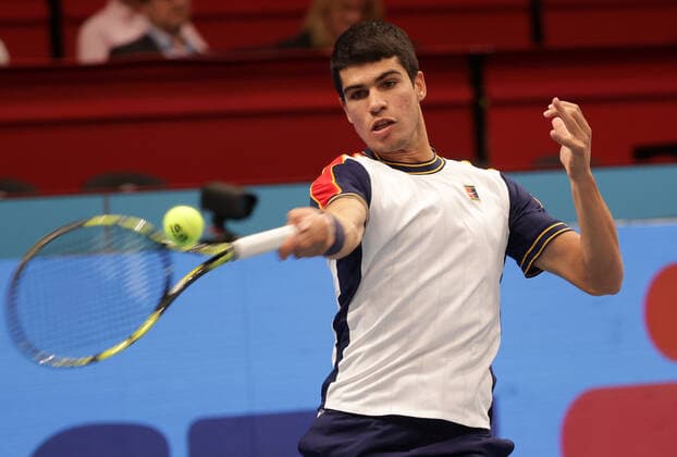 TENNIS - ATP, Tennis Herren Erste Bank Open VIENNA,AUSTRIA,27.OCT.21 - TENNIS - ATP World Tour, Erste Bank Open. Image shows Carlos Alcaraz (ESP).  GEPAxpictures xWalterxLuger
