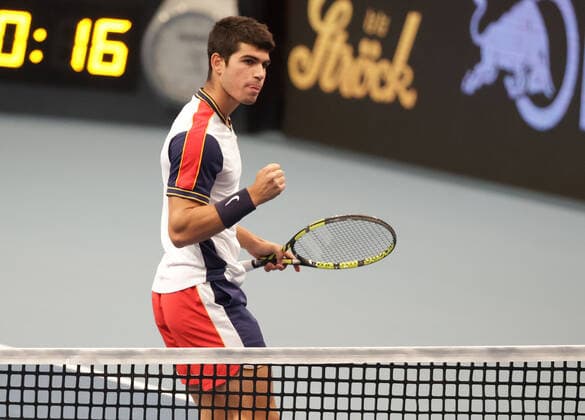 TENNIS - ATP, Tennis Herren Erste Bank Open VIENNA,AUSTRIA,29.OCT.21 - TENNIS - ATP World Tour, Erste Bank Open. Image shows the rejoicing of Carlos Alcaraz (ESP).  GEPAxpictures xWalterxLuger