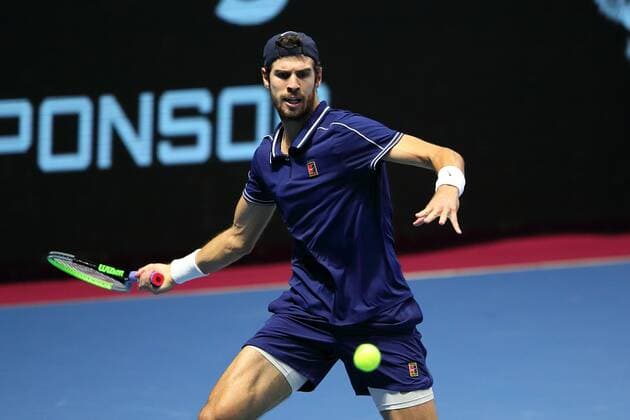 Saint Petersburg, Russia - 28 october 2021, Tennis. ATP, Tennis Herren St. Petersburg Open? Karen Khachanov AlexanderxKulebyakin