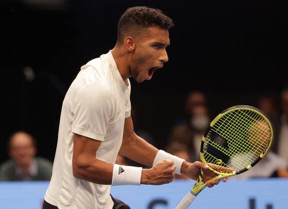 TENNIS - ATP, Tennis Herren Erste Bank Open VIENNA,AUSTRIA,29.OCT.21 - TENNIS - ATP World Tour, Erste Bank Open. Image shows the rejoicing of Felix Auger-Aliassime (CAN).  GEPAxpictures xWalterxLuger