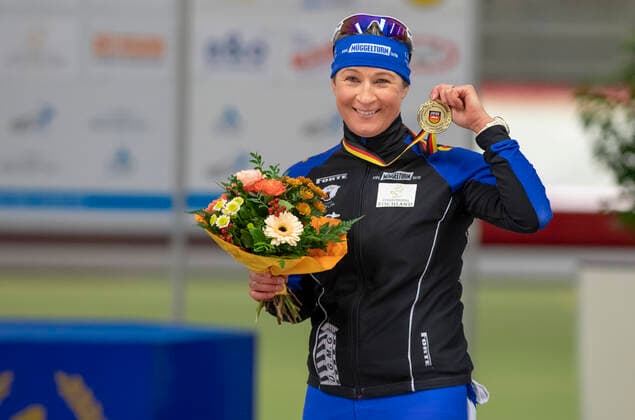 EISSCHNNELLLAUF - Claudia PECHSTEIN am 29.10.2021 während der Deutschen Meisterschaft Einzelstrecke in der Max Aicher Arena, Inzell, Deutschland - Foto: ERNST WUKITS - *** EISSCHNNELLLAUF Claudia PECHSTEIN on 29 10 2021 during the German championship single track in the Max Aicher Arena, Inzell, Germany Photo ERNST WUKITS