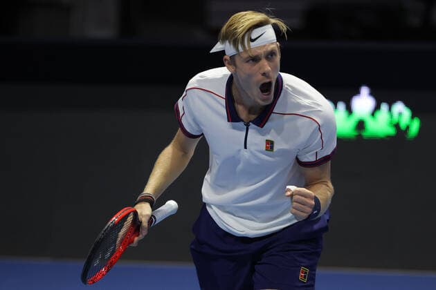 SAINT PETERSBURG, RUSSIA - OCTOBER 29: Denis Shapovalov reacts during ATP, Tennis Herren International tennis tournament St. Petersburg Open on October 29, 2021, at Sibur Arena in Saint Petersburg, Russia. (Photo by Anatoliy Medved Icon Sportswire) TENNIS: OCT 29 St. Petersburg Open Icon2110292669