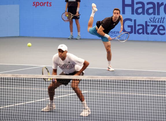 TENNIS - ATP, Tennis Herren Erste Bank Open VIENNA,AUSTRIA,30.OCT.21 - TENNIS - ATP World Tour, Erste Bank Open. Image shows Rajeev Ram (USA) and Joe Salisbury (GBR).  GEPAxpictures xWalterxLuger