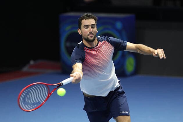 SAINT PETERSBURG, RUSSIA - OCTOBER 30: Marin Cilic in action during ATP, Tennis Herren International tennis tournament St. Petersburg Open on October 30, 2021, at Sibur Arena in Saint Petersburg, Russia. (Photo by Anatoliy Medved Icon Sportswire) TENNIS: OCT 30 St. Petersburg Open Icon2110303216