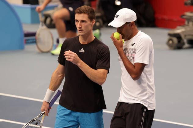 TENNIS - ATP, Tennis Herren Erste Bank Open VIENNA,AUSTRIA,31.OCT.21 - TENNIS - ATP World Tour, Erste Bank Open, final. Image shows Joe Salisbury (GBR) and Rajeev Ram (USA).  GEPAxpictures xWalterxLuger
