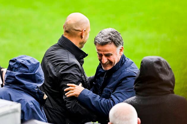 Gerald Baticle - Entraineur (Angers) Christophe Galtier - entraineur (Nice) FOOTBALL : SCO Angers vs OGC Nice - Ligue1 uber eats J12 - 31 10 2021 JBAutissier Panoramic 