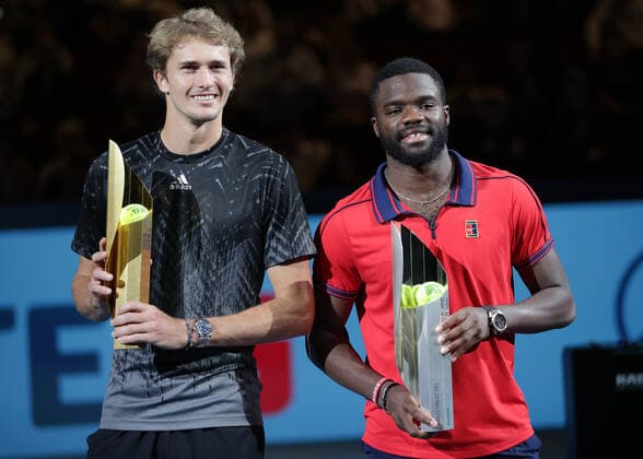 TENNIS - ATP, Tennis Herren Erste Bank Open VIENNA,AUSTRIA,31.OCT.21 - TENNIS - ATP World Tour, Erste Bank Open, final. Image shows Alexander Zverev (GER) and Frances Tiafoe (USA). Keywords: trophy.  GEPAxpictures xWalterxLuger